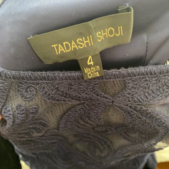 Tadashi Shoji Long Sleeve Navy Blue Lace Dress - Picture 2 of 4